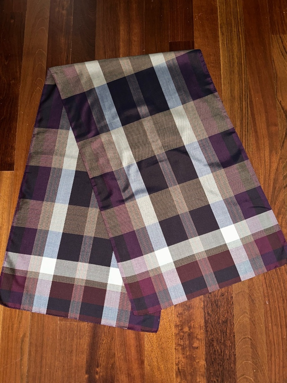 Vintage Men's Perry Ellis Plaid Silk Scarf